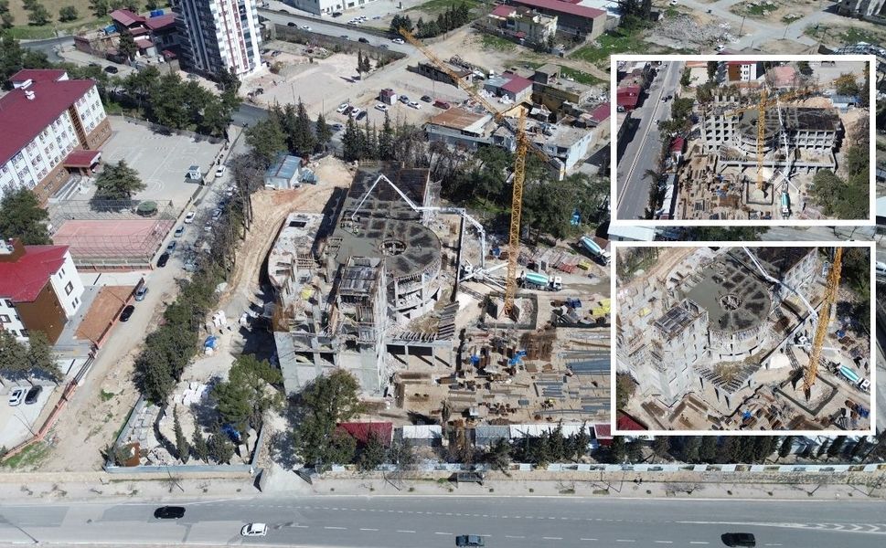 Kahramanmaraş Öğretmenevinde kaba inşaat çalışmaları sürüyor