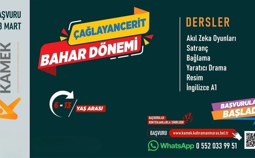 Elbistan, Ekinözü ve Çağlayancerit’te KAMEK Eğitimlerine Başvurular Başladı!