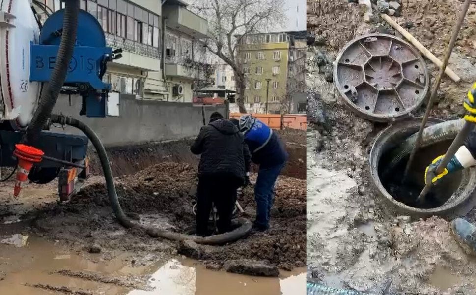 Kahramanmaraş’ta İnşaat Çalışması Kanalizasyonu Tıkadı