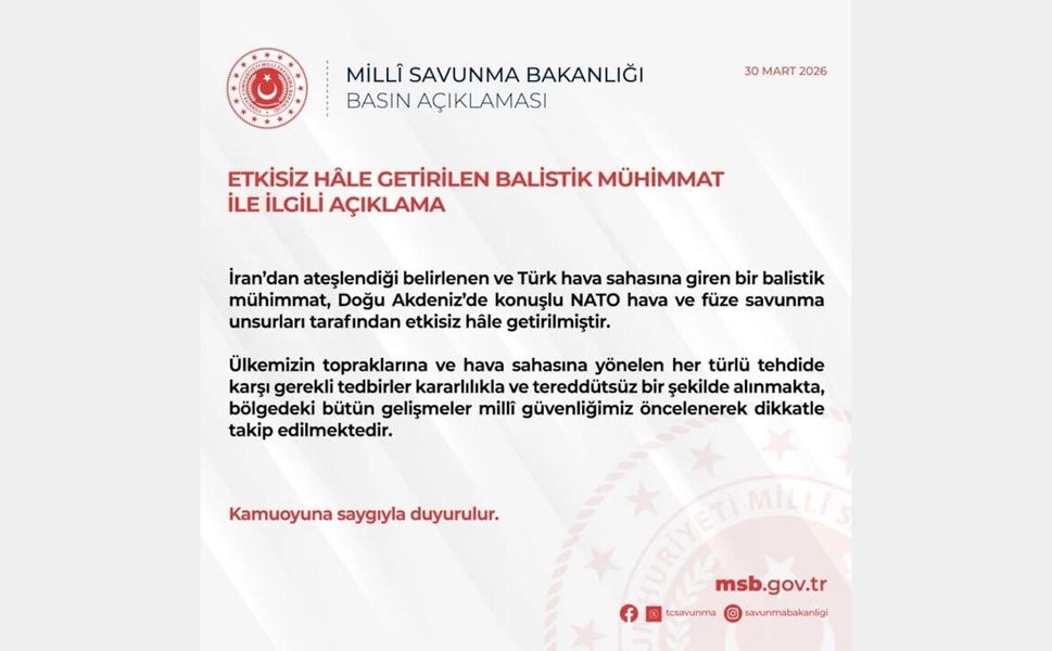 İran'dan Türkiye'ye gelen 4. füze havada önlendi