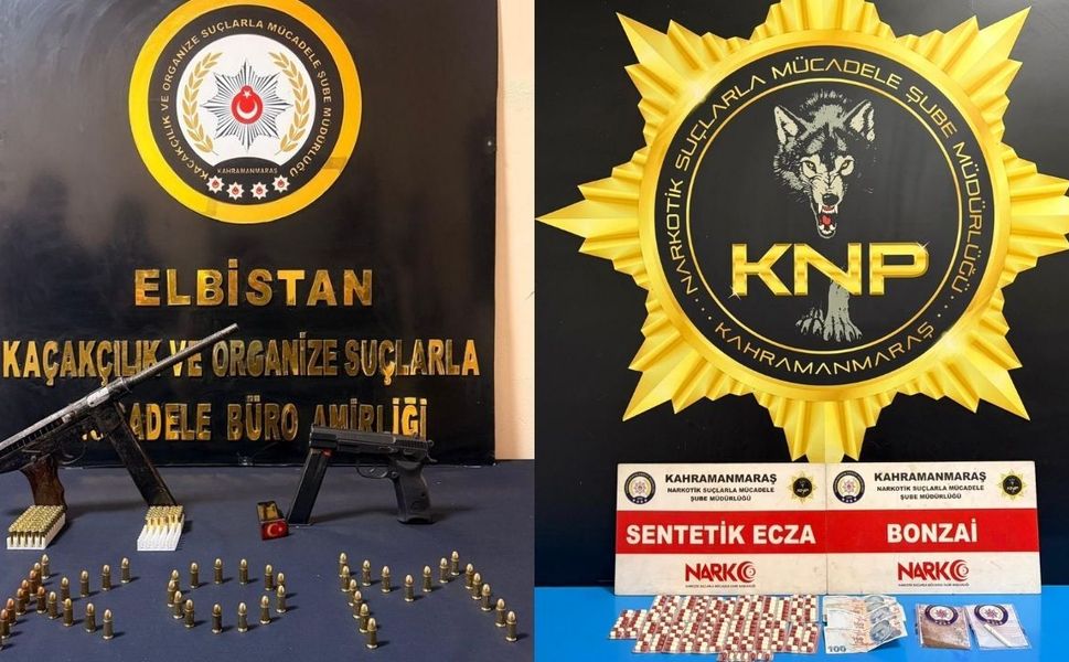 Kahramanmaraş’ta silah ve yasaklı madde ele geçirildi, 2 tutuklama