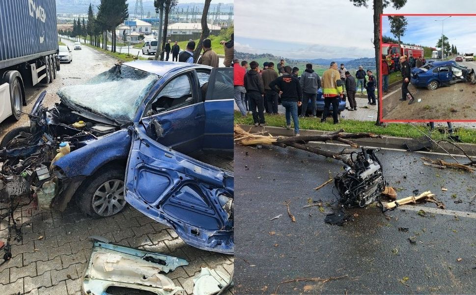 Kahramanmaraş’ta trafik kazasında otomobil hurdaya döndü