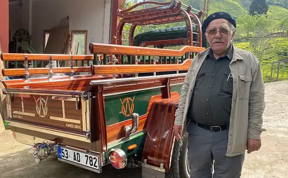 Hurda Arazi Aracını Ahşap Sanatına Dönüştürdü: Kündekari Ustasından Görenleri Şaşırtan Dokunuş