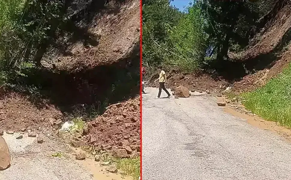 Osmaniye´de heyelan yayla yolunu kapattı