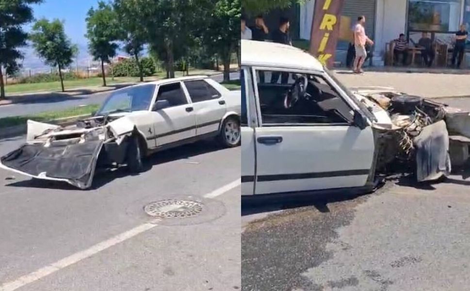 Kahramanmaraş’ta kontrolden çıkan otomobil refüje çarptı