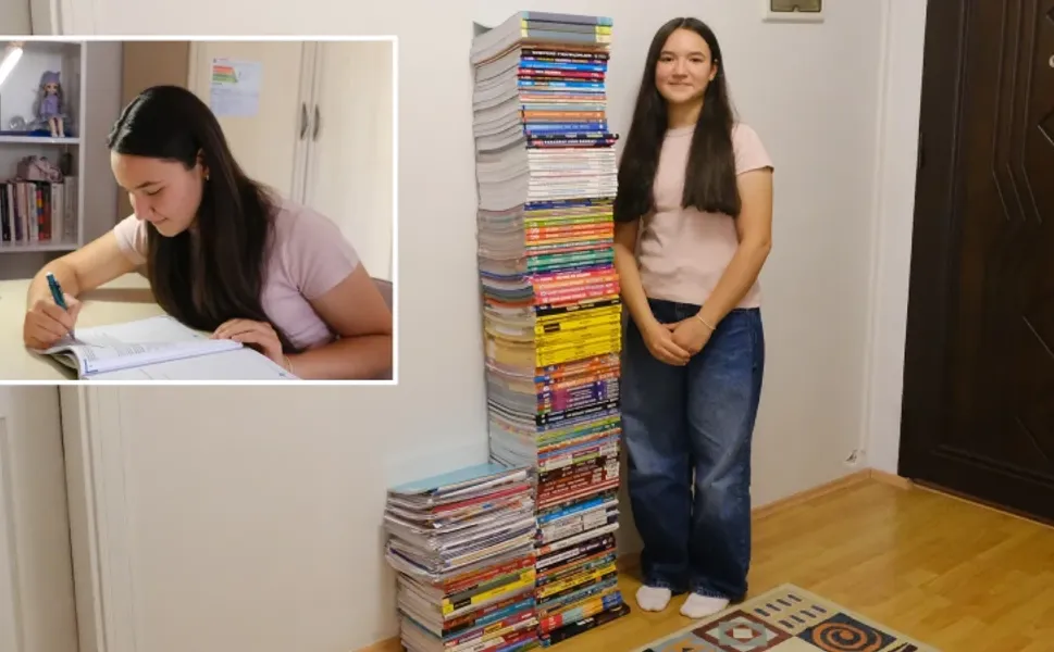 Çalıştığı kitaplar boyunu aşan İpek, LGS Türkiye birincisi oldu