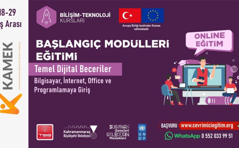 Kahramanmaraş’ta 18-29 yaş arası gençlere çevrimiçi eğitim fırsatı