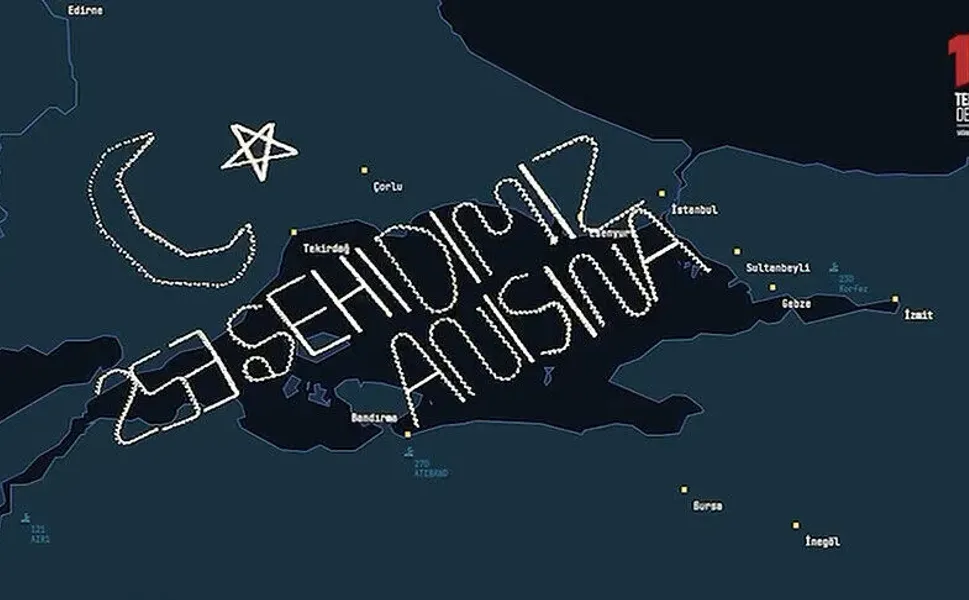 15 Temmuz'un 253 şehidi anısına gökyüzüne yazı yazıldı