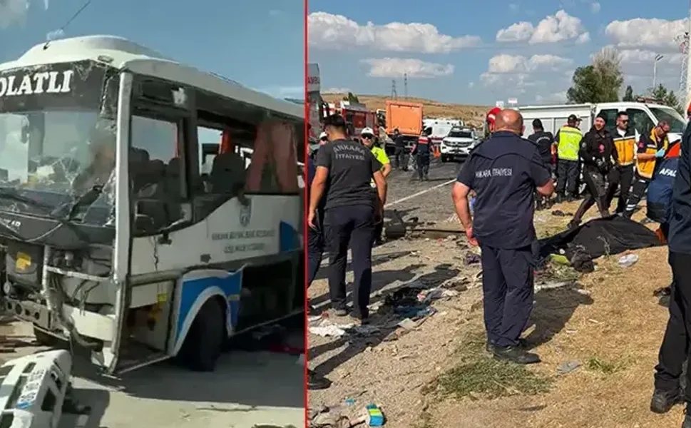 Midibüs ile kamyon çarpıştı; 1 ölü, 16 yaralı
