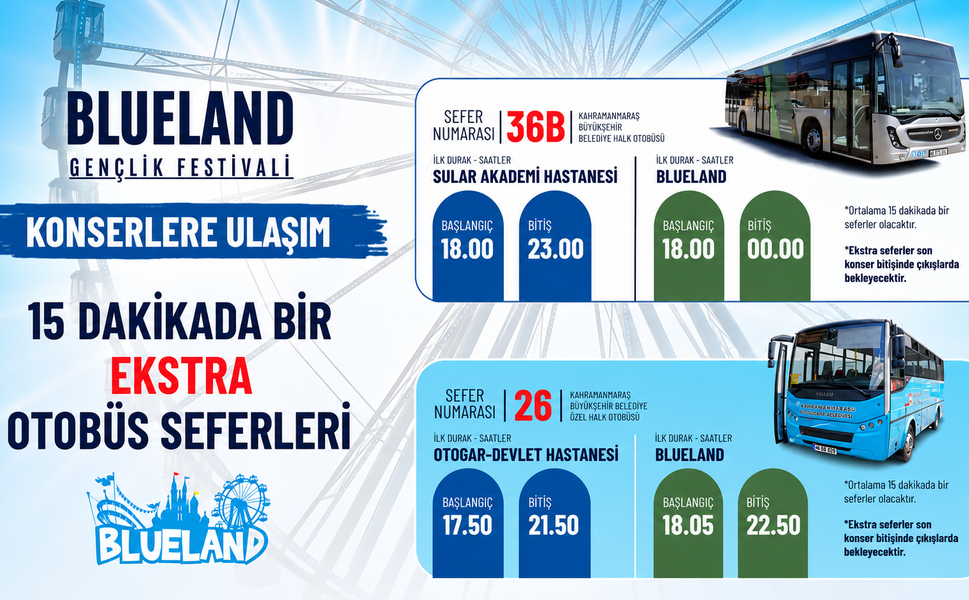 Blueland Gençlik Festivali İçin Otobüs Seferleri Artırıldı