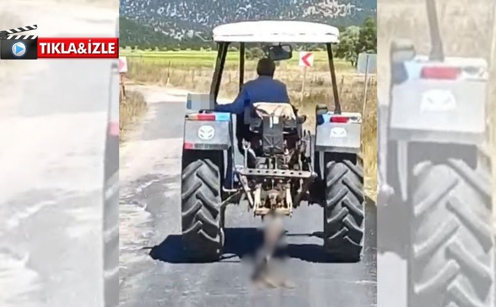 Kahramanmaraş'ta köpeği traktöre bağlayarak sürükledi