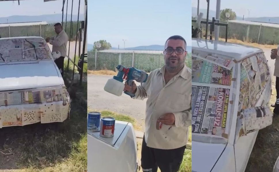 Kahramanmaraş’ta boya fiyatını yüksek buldu, aracını kendi imkanlarıyla yeniledi