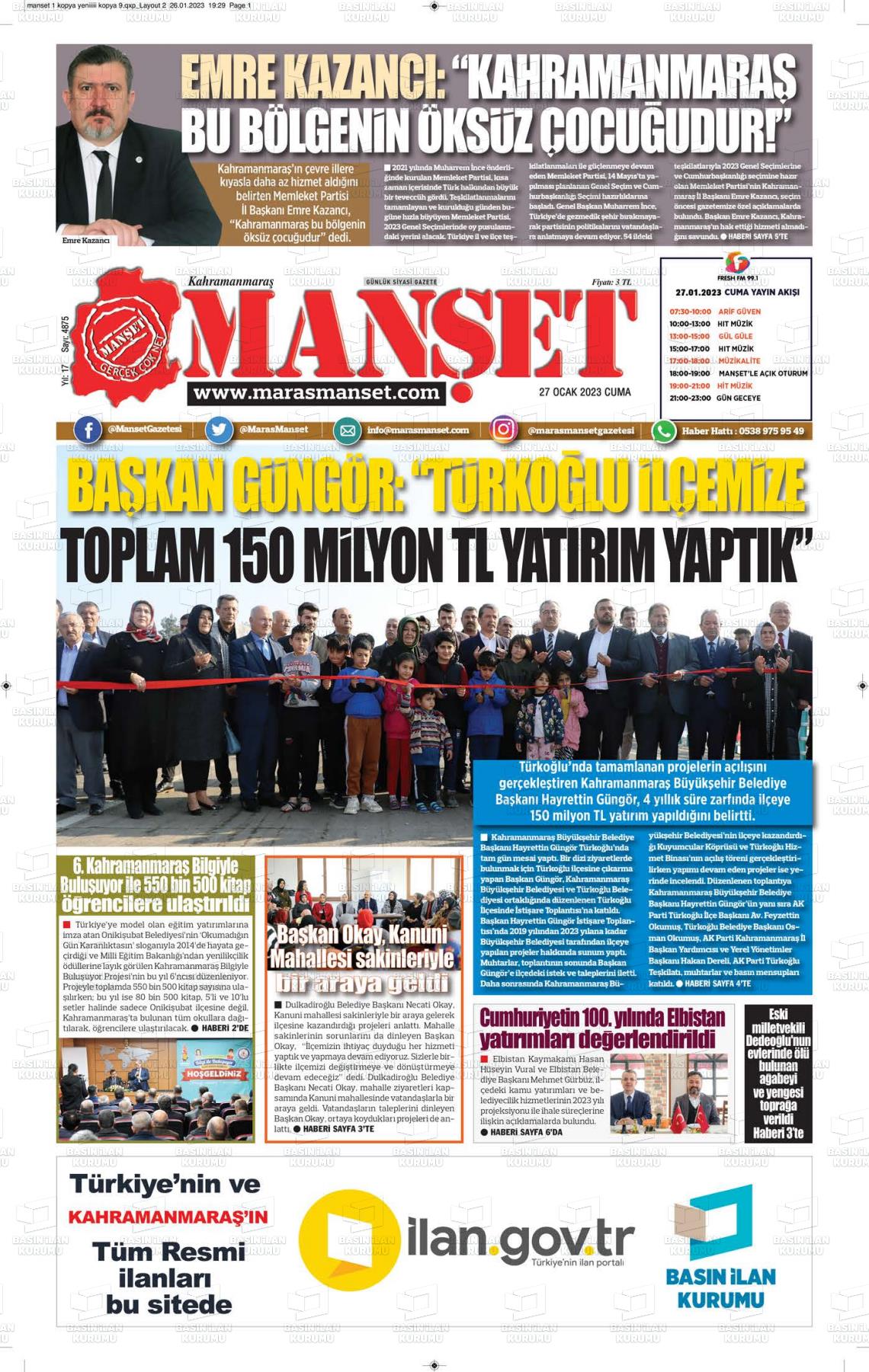 maras-manset-gazetesi-27-ocak-2023-gazete-manseti