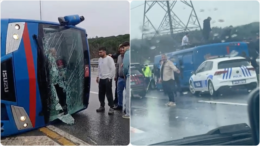 Cezaevi nakil aracı devrildi