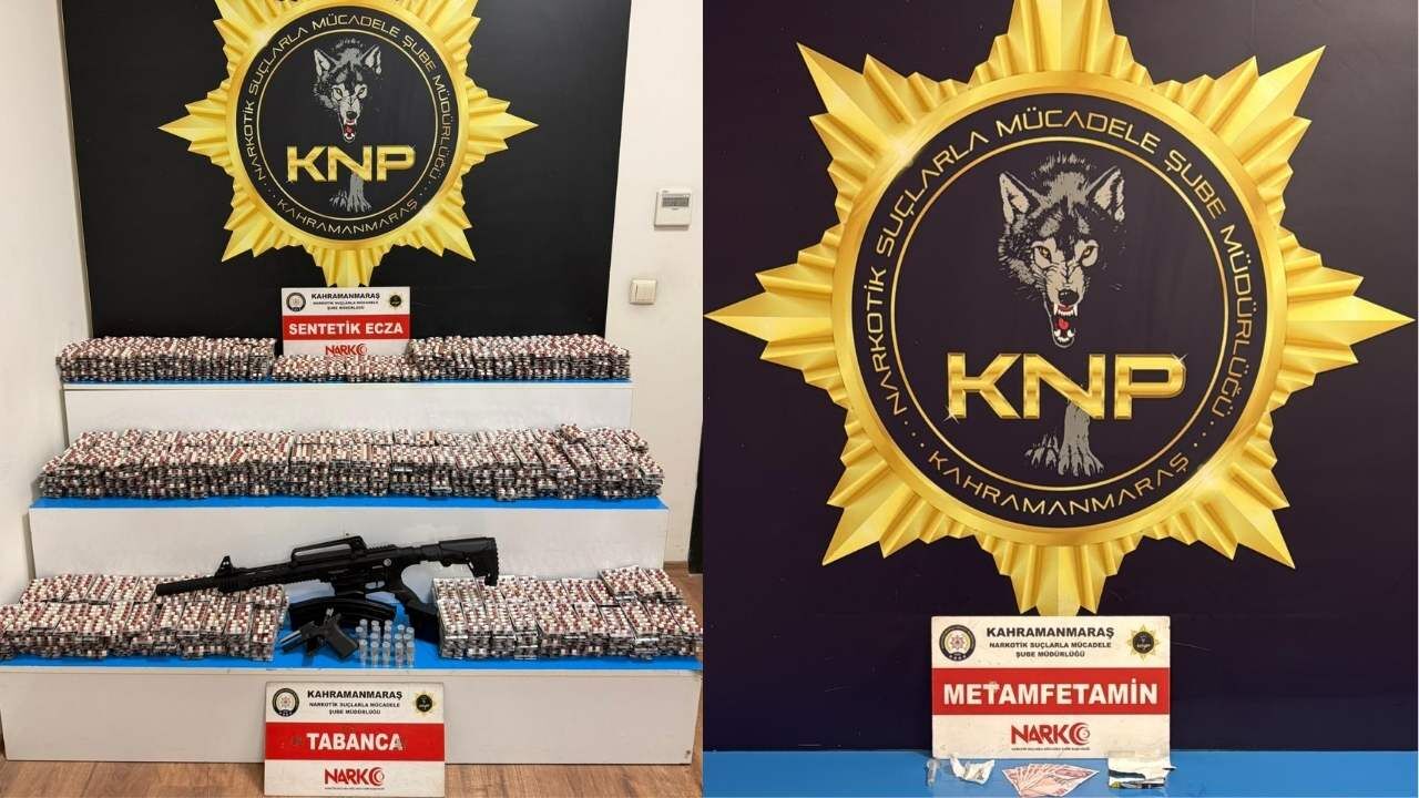Kahramanmaraş'ta Narkotik ekiplerinden yasaklı madde ve silah operasyonu: 3 tutuklama