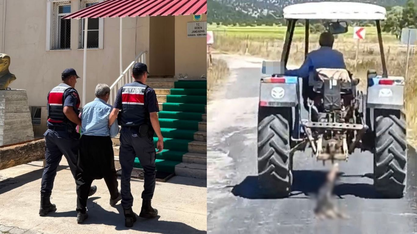 Kahramanmaraş’ta köpeği traktöre bağlayıp sürükleyen şahıs yakalandı